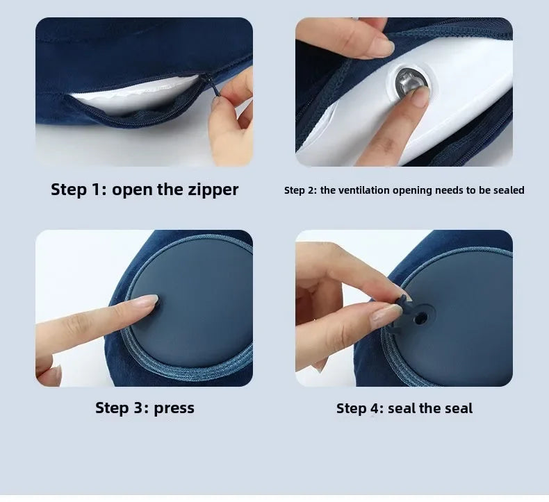 U-shaped Inflatable Travel Pillows Portable Air Pillow Neck Support Cushion Comfortable Sleeping Pillow Press To Inflate Pillow