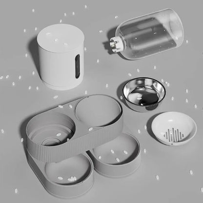 Automatic Cat Feeder Automatic Pet Feeder Water Dispenser Set for Cats Dogs 2-in-1 Food Bowl with Stainless Steel Insert