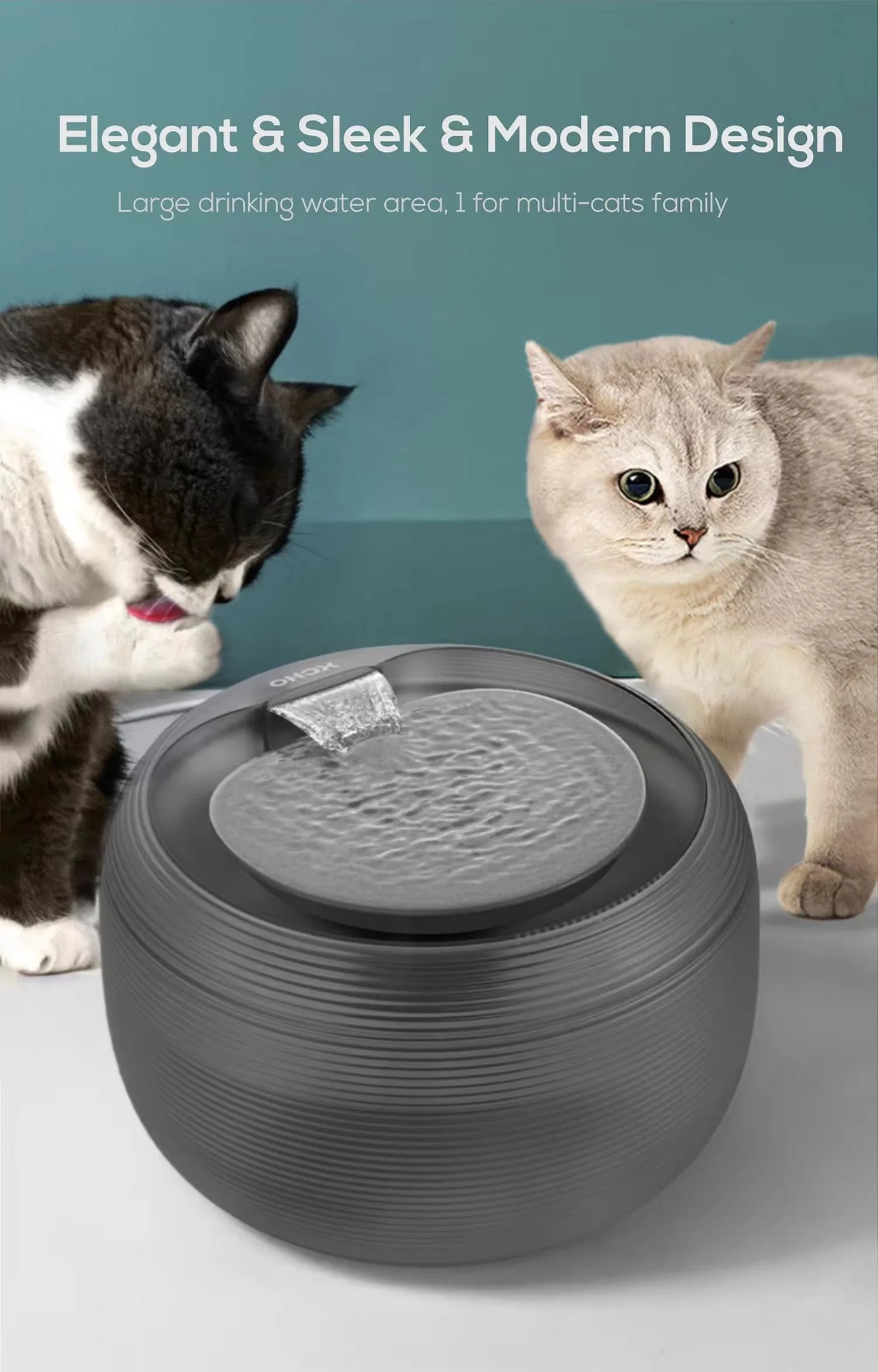 2.5L Extremely Quiet Cat Water Dispenser Pet Water Fountain for Cats and Dogs Built-in LED Light