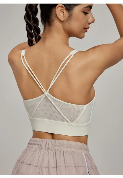 Sports Bra for Women, Shockproof Fixed Cup, Sexy and Beautiful Back, Breathable Fitness Bra with Chest Cushion