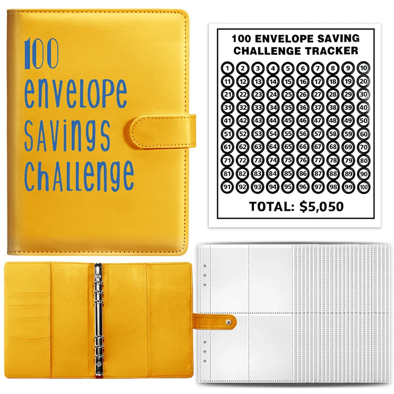100 Envelope Cash Savings Challenge, Saving Challenge Envelop Book, Budget Envelope Financial Assistant, A5 Size Cash Binder