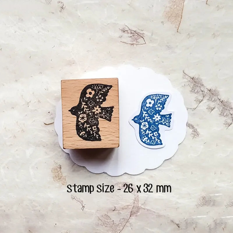 Stamp Scrapbooking Supplies Flower Petal Birds Stationary Kawaii Wooden Stamps