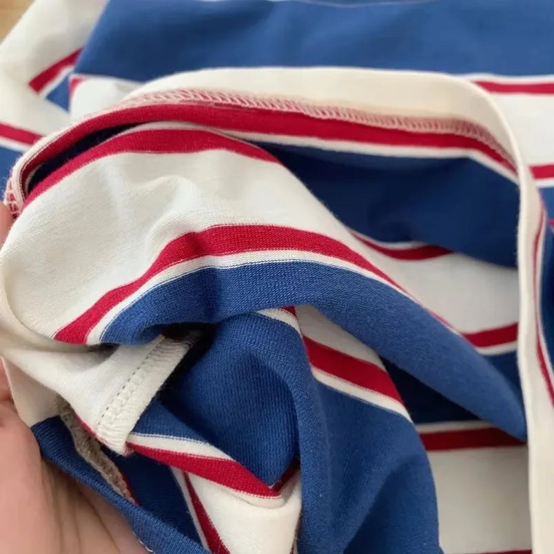 Children Clothes For Baby Girl Boys T-shirt Stripe Cotton 2-7Y Long Sleeves Shirts Teen Hoodie Bottoming Spring Shirt Kids Tops