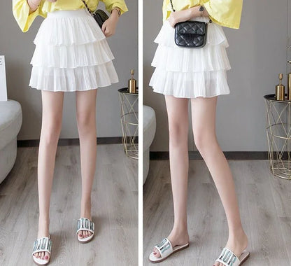 Skirts for Women Pleat Chiffon Womens Skirt Dots Clothing Mini Pleated Ruffle Short White Modest Aesthetic Harajuku A Line Cheap