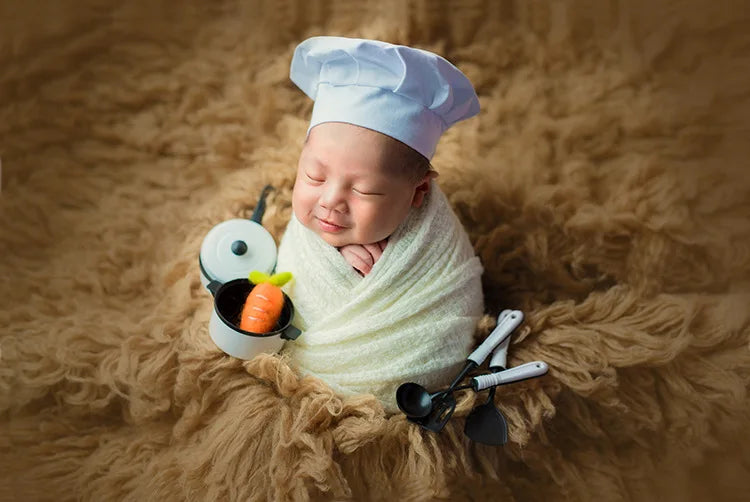 Bebe Hat Newborn Photography Chef Hat Mini Kitchen Utensils And Appliances Suit Infant Theme Photography Accessories