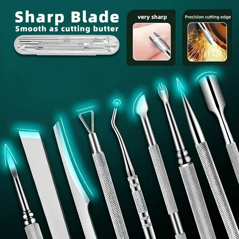10pcs Stainless Steel Pedicure Tool Set Precision Manicure Knife for Removing Dead Skin Callus Portable Foot Cuticle Care Tools
