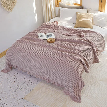 Summer Blankets 4 Layers Muslin Cotton Bedspread Blanket 150x200cm 200x230cm Soft Office Home Bedding Sleeping Quilt Blanket