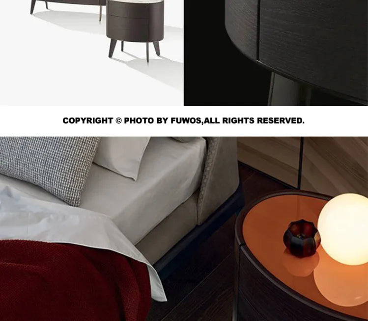 Solid Wood Creative Elliptical Bedside Table Modern Simple Night Stand for Bedroom Nightstands Storage Cabinet Bedroom Furniture