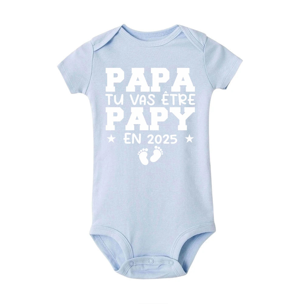 Dad You Will Become A Dad in 2025 Print Infant Rompers Casual Pregnancy Announcement Jumpsuit Short Sleeve Fashion Babys Clothes