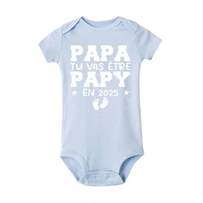 Dad You Will Become A Dad in 2025 Print Infant Rompers Casual Pregnancy Announcement Jumpsuit Short Sleeve Fashion Babys Clothes