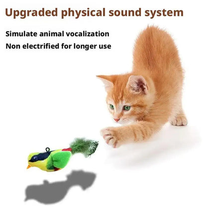 Interactive Cat Toys Hanging Squeaky Simulation Bird Plush Cats Pets Teasing Toys With Feather Catnip Kitten Chirping Bird Toy