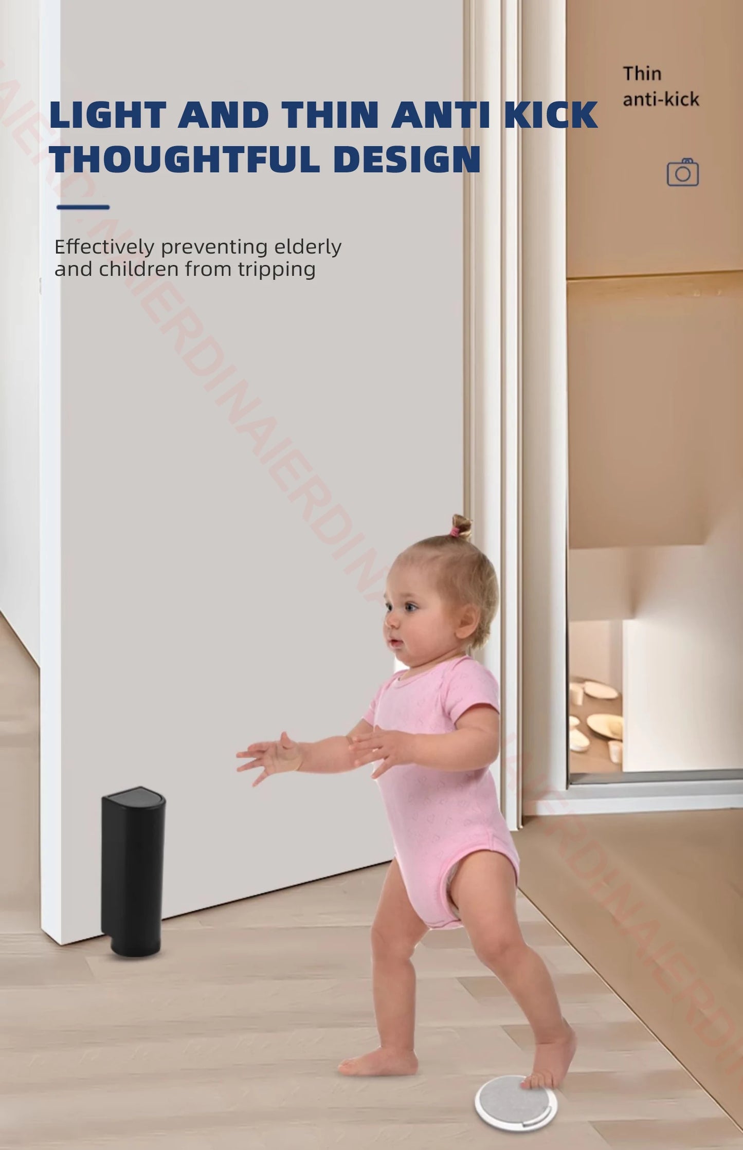 NAIERDI Magnetic Door Stopper Stainless Steel Heavy Duty Door Stop Black Nail-free Door Suction Door Holder Door Hardware
