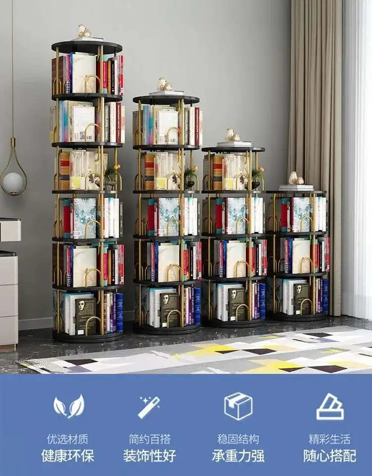 Modern Closet Bookcase Organizer Cabinet Display Rotating Bookcase Magazine Shelves Estante Para Livros Minimalist Furnitures