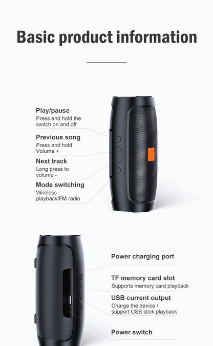 Bluetooth Speaker Dual Speaker Stereo Outdoor TF usb Playback Fm Voice Broadcasting Portable Subwoofer 50 Wireless Speaker
