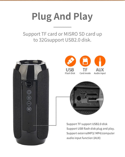 TG117 Bluetooth Speakers Portable Wireless Sound Box  Outdoor Loudspeaker Waterproof Stereo Surround Supports TF Radio