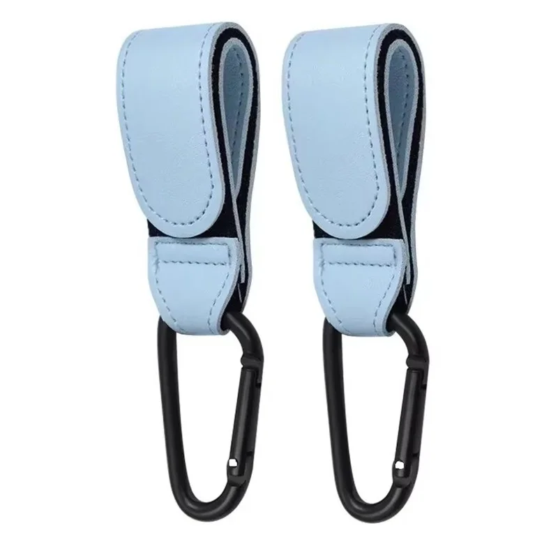 2Pcs Leather Hooks Stroller Hooks Baby Diaper Bag Hook PU Adjustable Pram Hook Organizer Hanger Children Travel Accessories