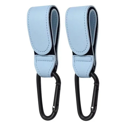 2Pcs Leather Hooks Stroller Hooks Baby Diaper Bag Hook PU Adjustable Pram Hook Organizer Hanger Children Travel Accessories