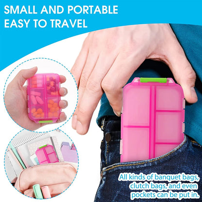 1Pcs Travel Pill Organizer, 10 Grid Compartments Pocket Pharmacy, Portable Mini Daily Weekly 7 Day Medication Organizer