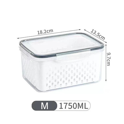 Fresh Vegetable Fruit Boxes Drain Basket Storage Containers Refrigerator Storage Box Fridge Organizer Pantry Kitchen Organizer