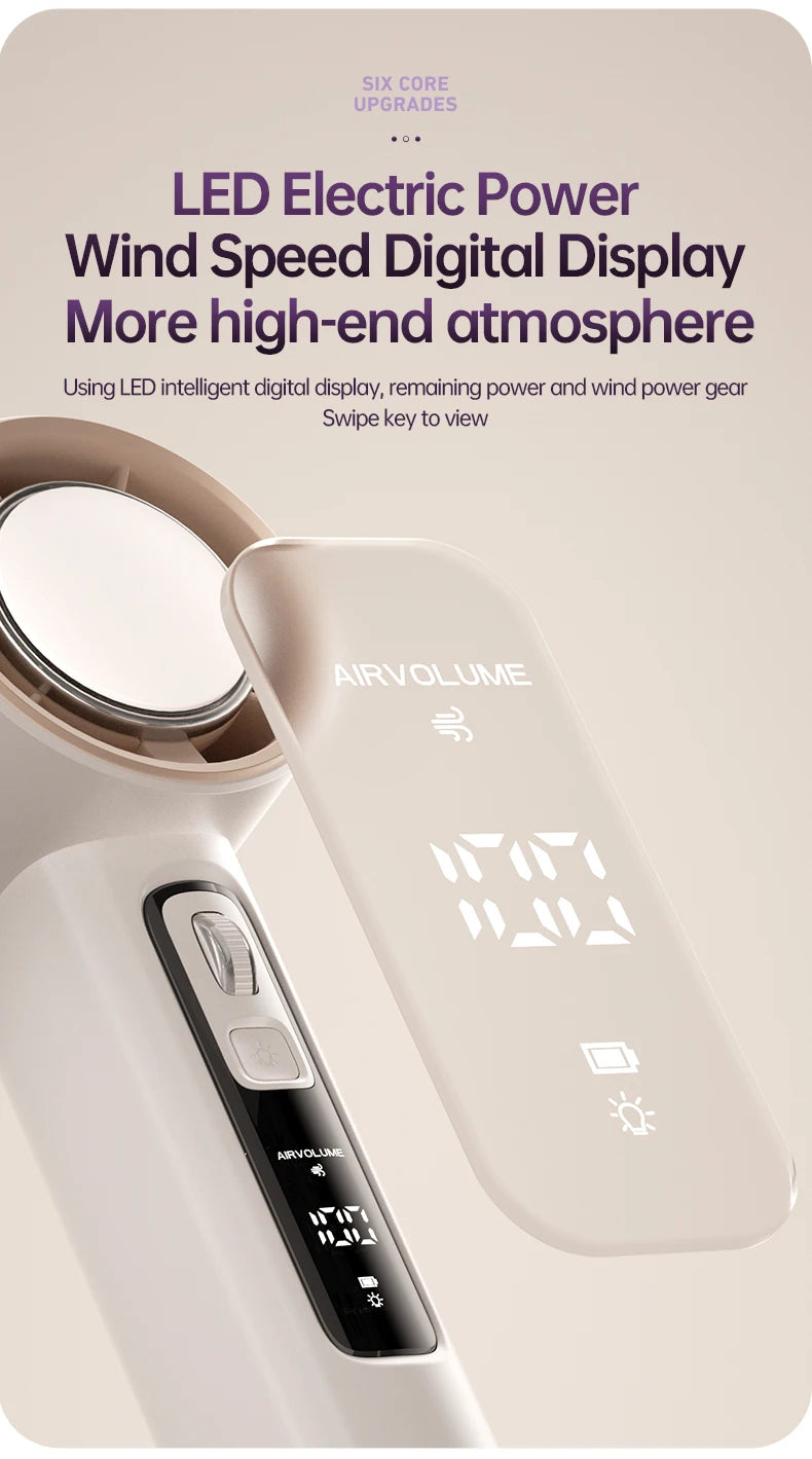 VGR 100 Speed High-speed Handheld Electric Fan with Flashlight USB Mini Portable Charging Small Fan Desktop Small Electric Fan