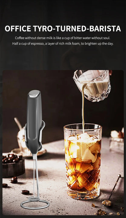 Electric Milk Frother Hand Blender Portable Mini Handheld Fast Foamer Coffee Cappuccino Whisk Mixer Food Blender with Stand