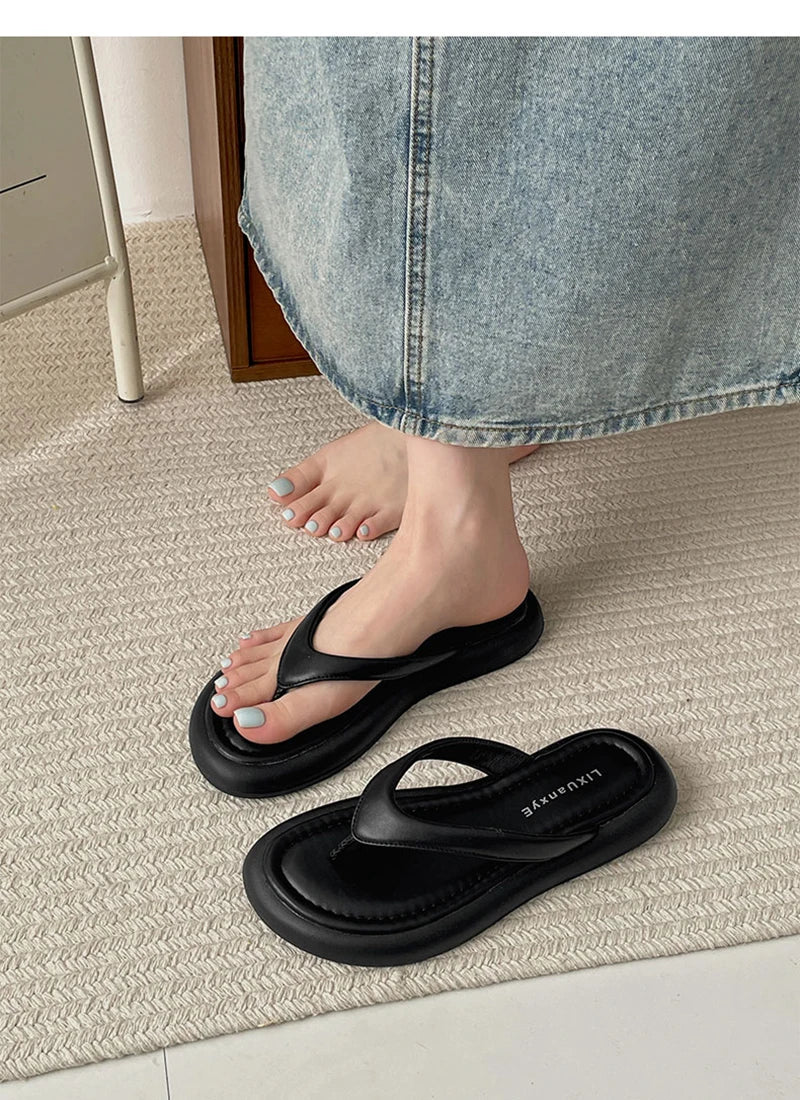 New Women's Summer Beach Flip Flops Slip-On Fashion Casual Vacation Slippers Soft Sole Footwear for Ladies