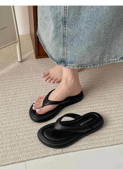 New Women's Summer Beach Flip Flops Slip-On Fashion Casual Vacation Slippers Soft Sole Footwear for Ladies