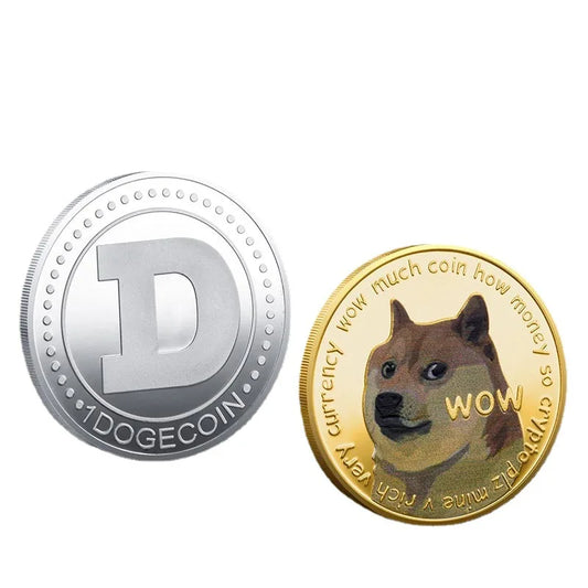 Gold Plated Wow DogeCoin Gold Silver Plated Commemorative WOW Coins Pattern Dog Metal Coins