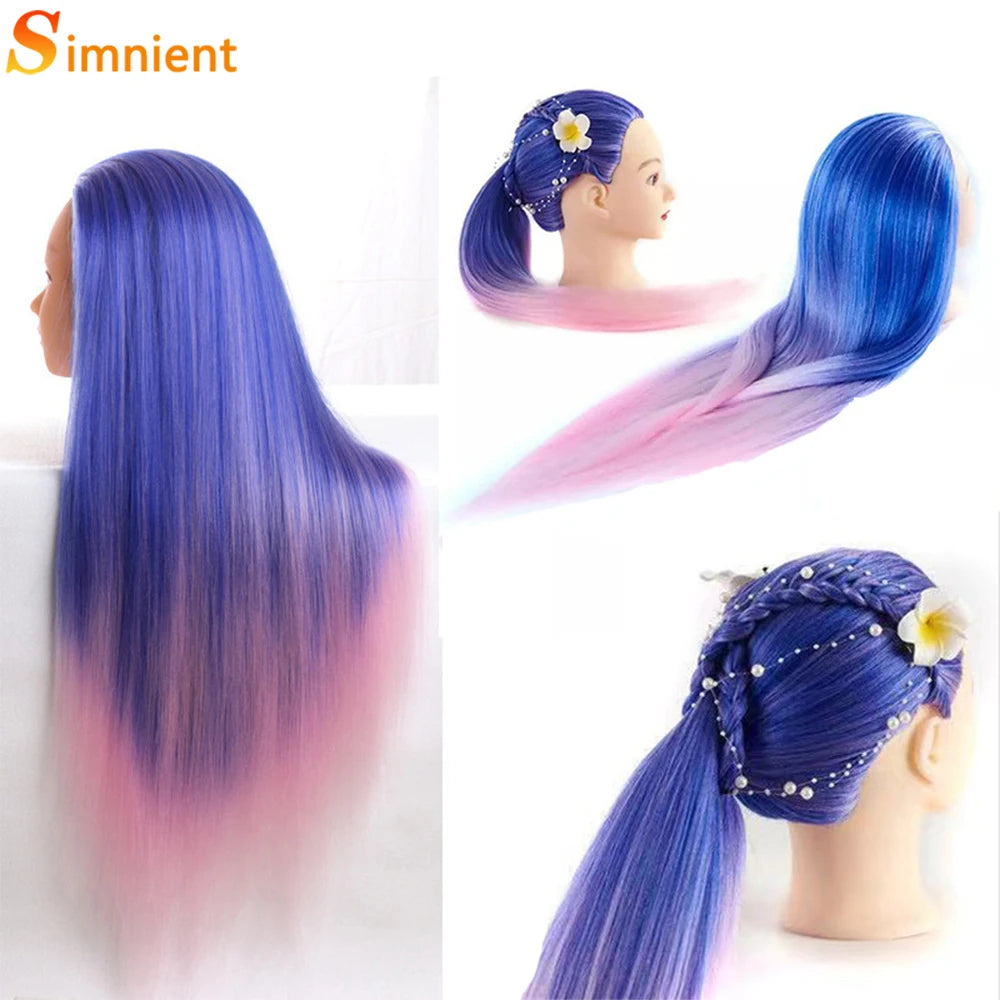 Mannequin Head Model With Long Synthetic Hair, Manikin Head Styling Hairdresser Training Head, Doll Head for Braiding Practice