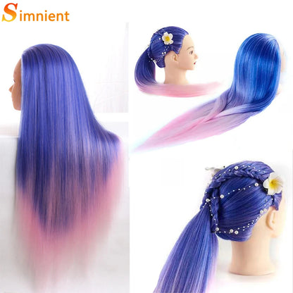 Mannequin Head Model With Long Synthetic Hair, Manikin Head Styling Hairdresser Training Head, Doll Head for Braiding Practice