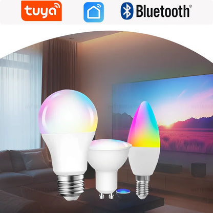 Tuya Bluetooth Smart Light Bulb LED RGBCW E27 E14 GU10 Timed Group Control For Multiple Scene Modes Music Mode 9W 5W