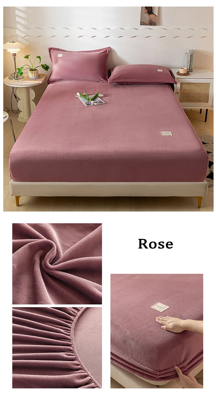 Velvet Thermal Mattress Cover, Plush Fabric Sheets For Winter, Bed Cover, Bed Sheets Set For Single Double King Queen Bed120x200