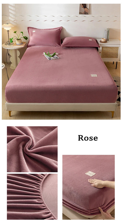 Velvet Thermal Mattress Cover, Plush Fabric Sheets For Winter, Bed Cover, Bed Sheets Set For Single Double King Queen Bed120x200