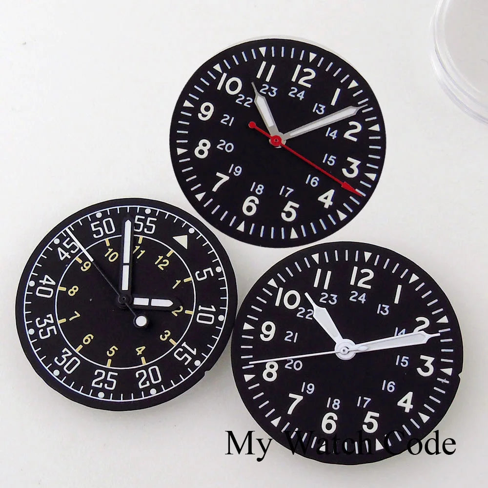 Sterile 29mm Pilot Watch Dial Part Black for NH35 NH36 ETA2824 PT5000 ST2130 Watch Case Part Hand Set