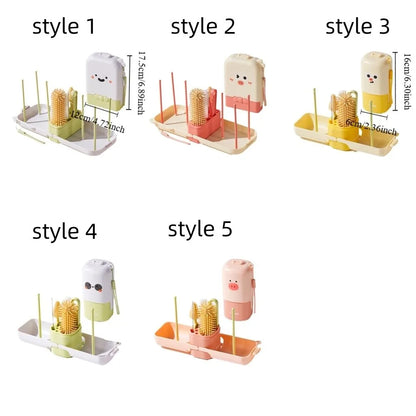 Silicone Baby Bottle Brush Set Soft Bristles with Storage Box Cup Cleaning Brushes Flexible Feeding Bottle Cleaners Newborn Care