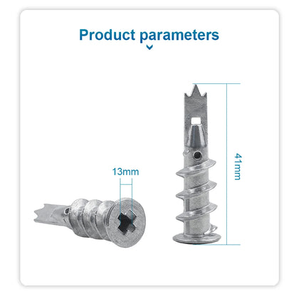 NINDEJIN 10/20/25pcs Zinc Alloy Steel Self-drilling Anchor 13*41mm Plasterboard Drywall Anchor Hollow Wall Anchor