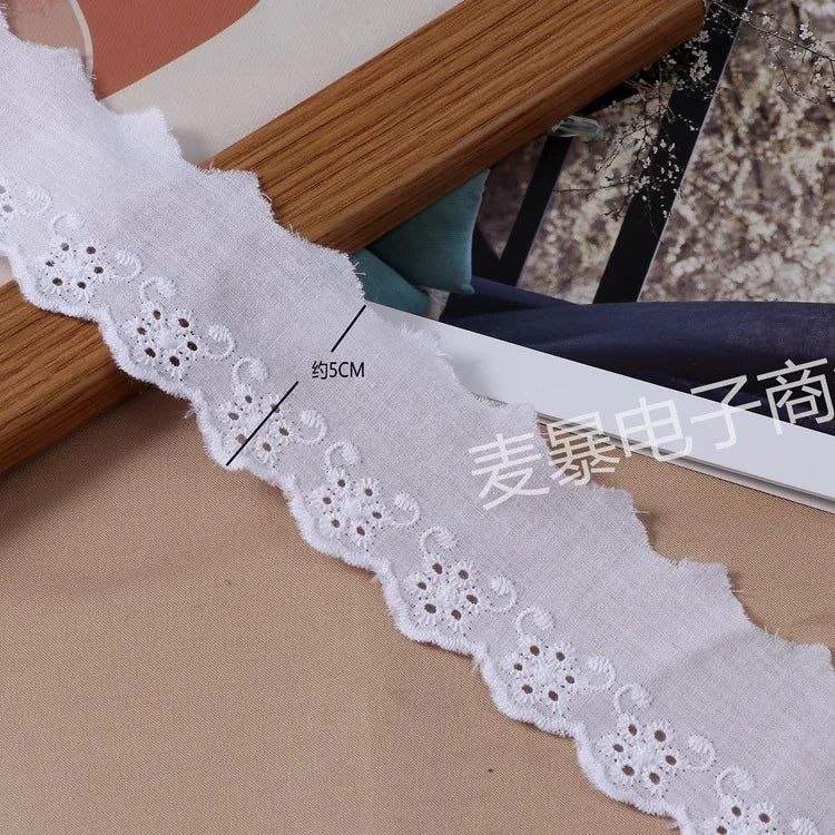 Beige White Floral Embroidery Cotton Lace Ribbon DIY Apparel Sewing & Fabric Handmade Crafts Material Lace Tape