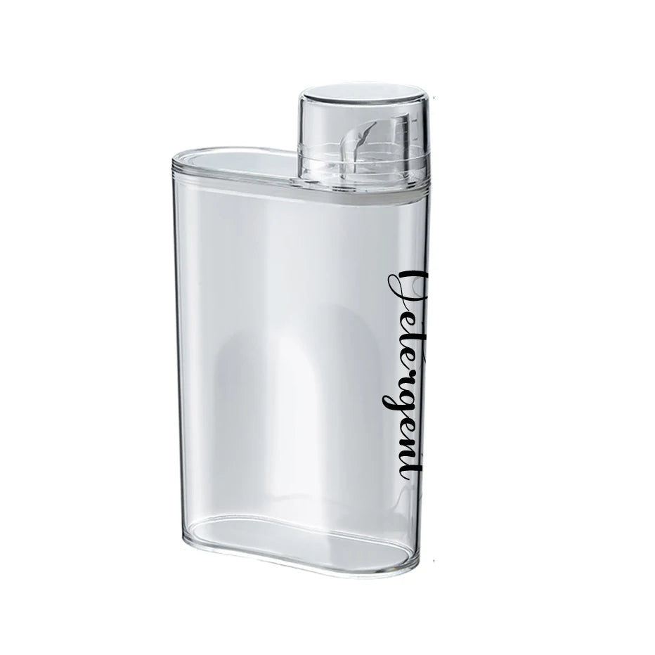 Transparent Laundry Detergent Dispenser Bottle Sealed Tank for Detergent Powder Bleach Softener Laundry Room Organization