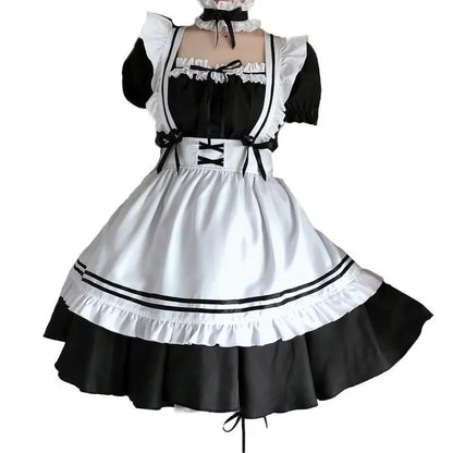 Black White Lolita Maid Girls Women Lovely Cosplay Costume Outfit Dress Sexy French Apron Servant Uniform Exotic CafeMaid S-4XL