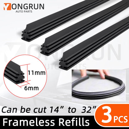 1pc Of Car Wiper Rubber Strip Can Be Cut Wiper Rubber Strip Replacement Parts 14"16"17"18" 19"20"21"22"24"26"28"30"32"Optional