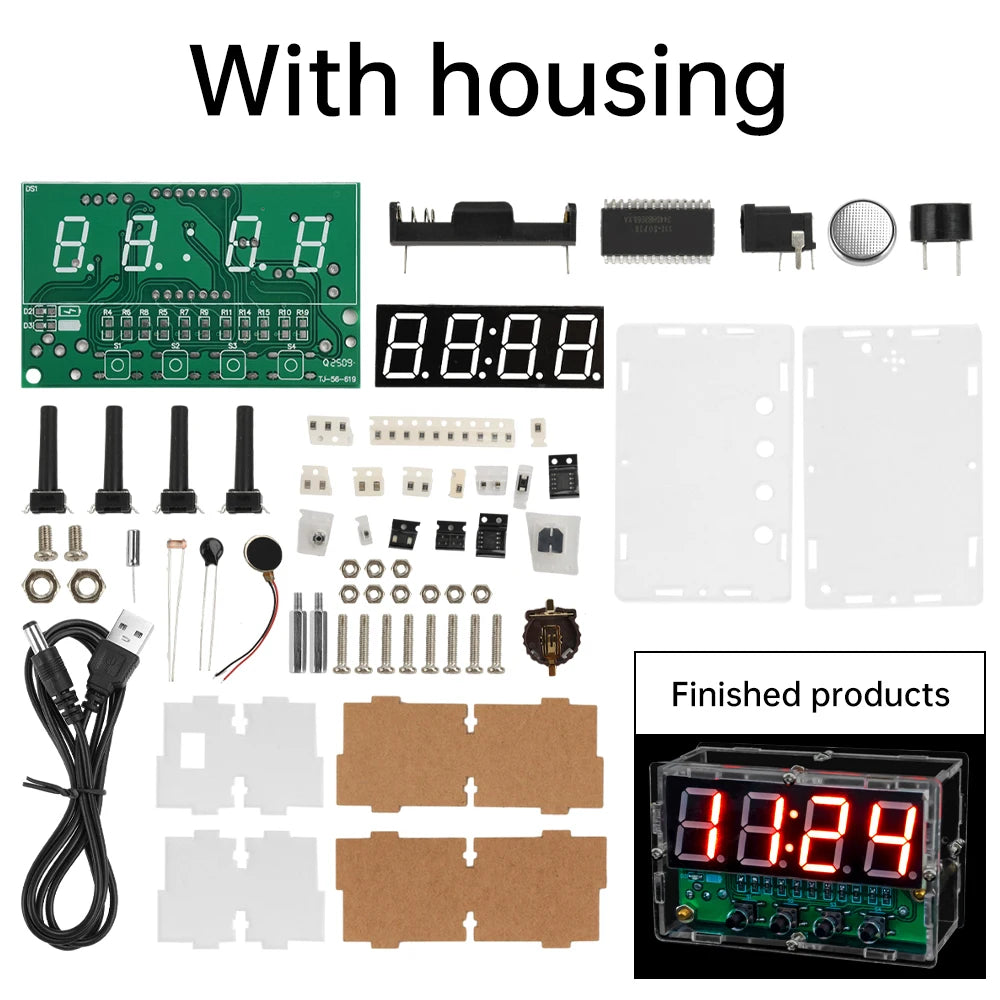 DIY Digital Clock Kit DC 5V Mini Weather Clock Soldering Practice Electronic Multifunctional DIY Alarm Clock Kit