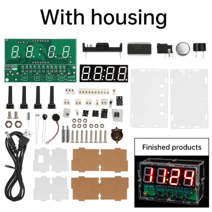 DIY Digital Clock Kit DC 5V Mini Weather Clock Soldering Practice Electronic Multifunctional DIY Alarm Clock Kit