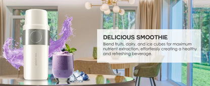 Vacuum Insulated Blender for Fruits and Vegetables - Rechargeable Portable Blenders with Stainless Steel Blade