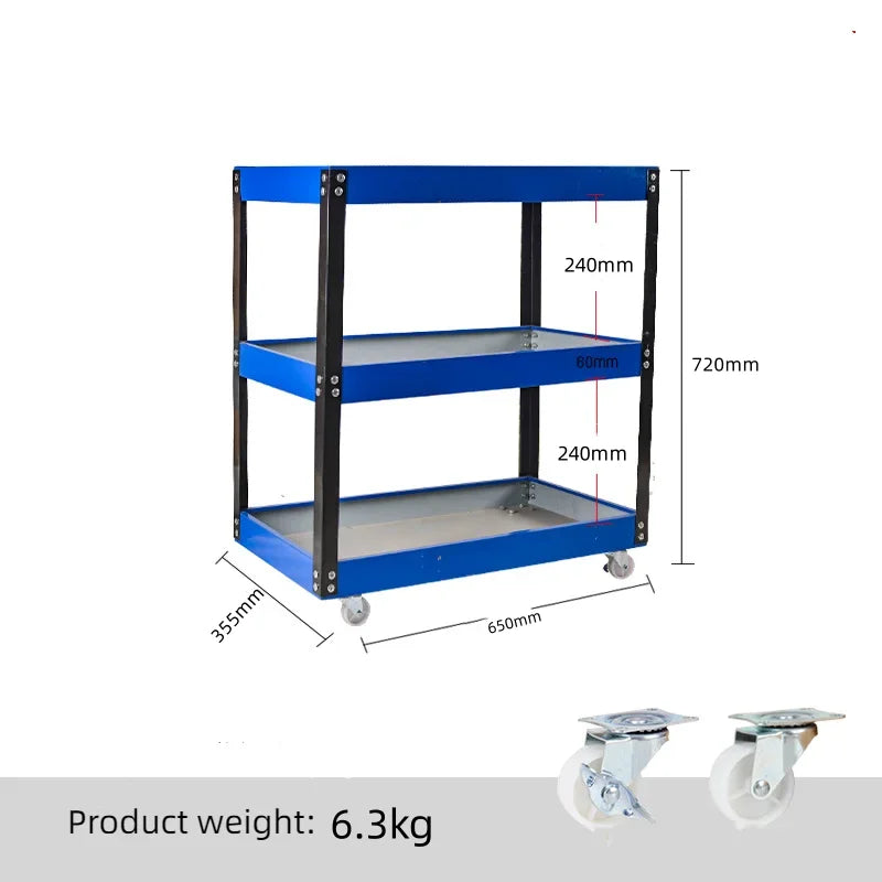 Mechanical Workshop Tools with Wheels, Tool Carts 3-layer Mobile Tool Car, Multifunctional and Heavy-duty Auto Repair Parts Car