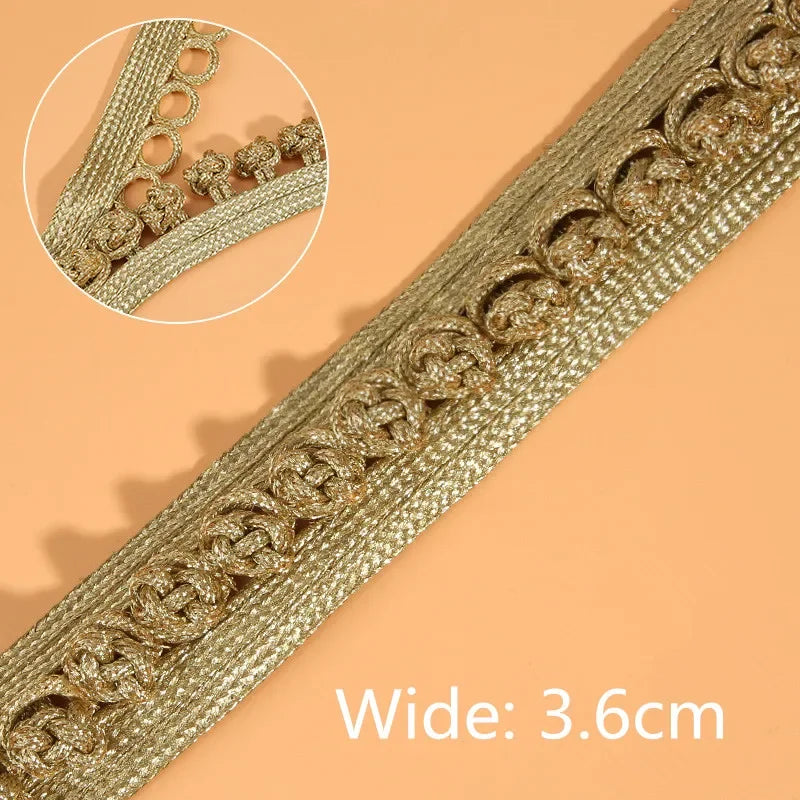 1 Yards Floral Embroidered Lace Ribbon DIY Apparel Sewing Fabric Gold Handmade Crafts Materials