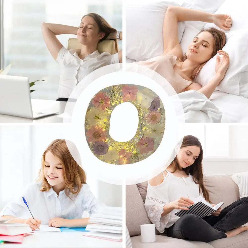 Floral 26 Letters Night Lights Decorative Resin Lamp with Initial Letter & Dry Flower Creative Table Light Night Lamp Glowing