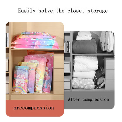 2pcs Vacuum Compression Storage Bags  - Space Saver for Clothes, Blankets, Quilts - Travel and Home Organization Essential