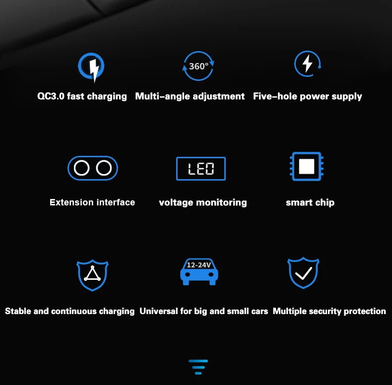 Multiple Devices Can Be Charged at the Same Time with Digital Display Car Charg Dual-port Car Charger Adapter