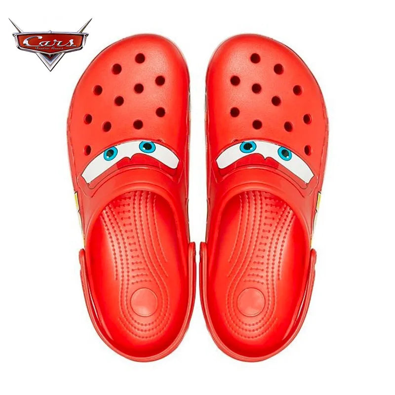 Disney Lightninged Mcqueen Pixar Waterproof Summer Slippers Outdoor Beach Holey Shoes Sandals EVA Flip Flops Gifts