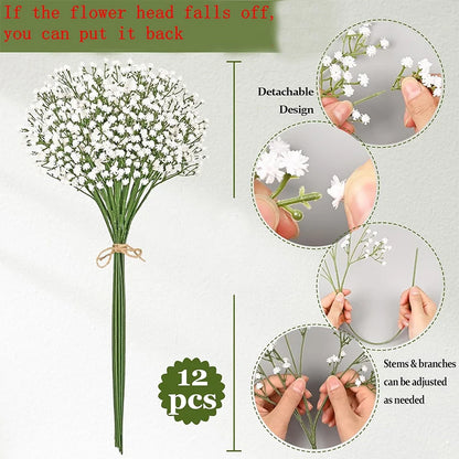 61cm Artificial Flowers Babys Breath Bouquet Plastic Gypsophila Fake Flowers for Home Decor Party Wedding Decorations Table Vase